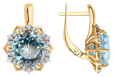 Серьги Diamant 51-320-02159-1 вес 9.62 г золото, топаз купить,809323