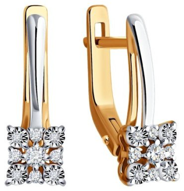 Серьги Diamant 51-220-02039-1 вес 2.65 г золото, бриллиант купить,486501