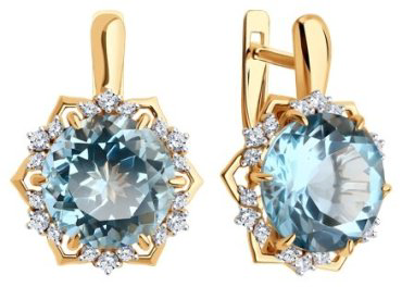 Серьги Diamant 51-320-02159-1 вес 9.62 г золото, топаз купить,809323