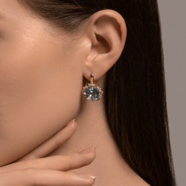 Серьги Diamant 51-320-02159-1 вес 9.62 г золото, топаз купить,809323