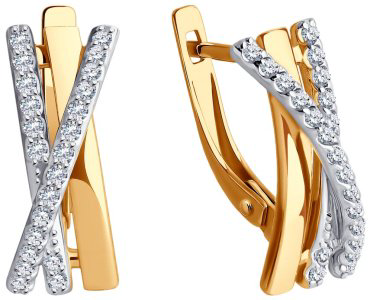 Серьги Diamant 51-120-02161-1 вес 3.91 г золото, фианит купить,312949