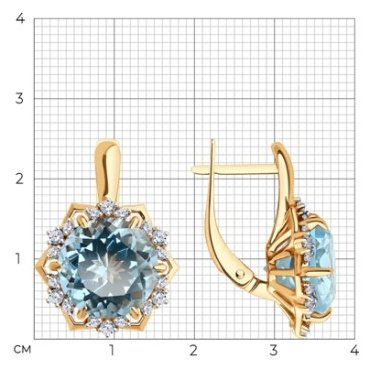 Серьги Diamant 51-320-02159-1 вес 9.62 г золото, топаз купить,809323