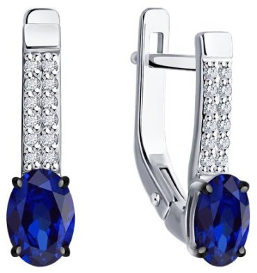Серьги Diamant 52-220-02312-1 вес 2.31 г золото, бриллиант, сапфир купить,NaN