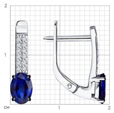 Серьги Diamant 52-220-02312-1 вес 2.31 г золото, бриллиант, сапфир купить,NaN