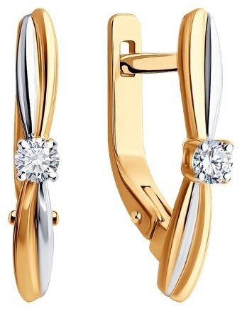 Серьги Diamant 51-220-01980-1 вес 2.52 г золото, бриллиант купить,625783