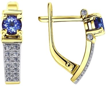 Серьги SOKOLOV 6024102-2 вес 2.8 г золото, бриллиант, танзанит купить,526463