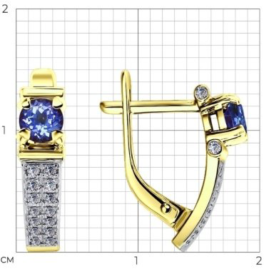 Серьги SOKOLOV 6024102-2 вес 2.8 г золото, бриллиант, танзанит купить,526463
