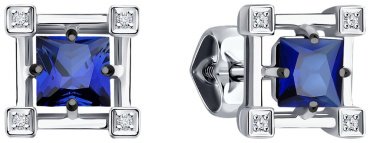 Пусеты Diamant 52-222-01717-2 вес 1.85 золото, сапфир купить,459869
