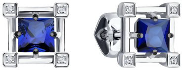 Пусеты Diamant 52-222-01717-2 вес 1.85 золото, сапфир купить,459869