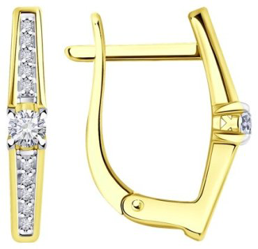 Серьги Diamant 53-220-01760-1 вес 2.55 г золото, бриллиант купить,428924