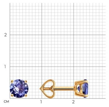 Пусеты Diamant 51-222-02297-2 вес 1.19 г золото, бриллиант, танзанит купить,234040