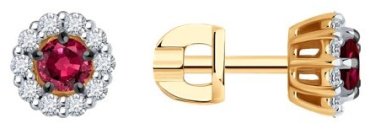 Пусеты Diamant 51-222-01779-3 вес 2.09 г золото, бриллиант, рубин купить,821615