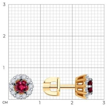 Пусеты Diamant 51-222-01779-3 вес 2.09 г золото, бриллиант, рубин купить,821615