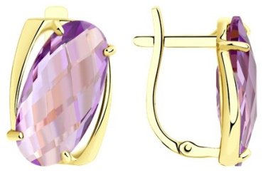 Серьги Diamant 53-320-00803-1 вес 4.57 г золото, аметист купить,439273