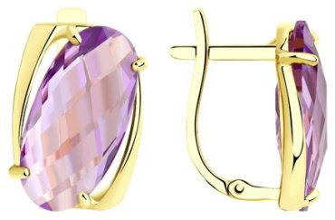 Серьги Diamant 53-320-00803-1 вес 4.57 г золото, аметист купить,439273