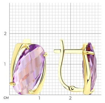 Серьги Diamant 53-320-00803-1 вес 4.57 г золото, аметист купить,439273
