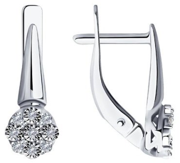 Серьги Diamant 52-220-01297-1 вес 2.11 г золото, бриллиант купить,325800