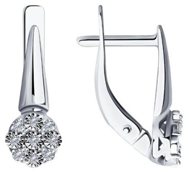 Серьги Diamant 52-220-01297-1 вес 2.11 г золото, бриллиант купить,325800