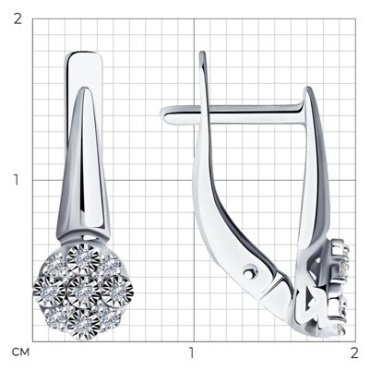 Серьги Diamant 52-220-01297-1 вес 2.11 г золото, бриллиант купить,325800