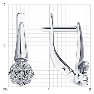 Серьги Diamant 52-220-01297-1 вес 2.11 г золото, бриллиант купить,325800