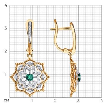 Серьги Diamant 51-221-02410-1 вес 3.93 г золото, изумруд купить,1060585