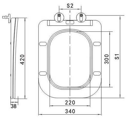 Сиденье для унитаза Aqua Toria Квадро 42х34см черный