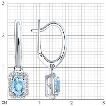 Серьги SOKOLOV 6024155 вес 3.13 г золото, бриллиант, аквамарин купить,481576