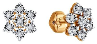 Пусеты Diamant 51-222-00959-2 вес 1.92 г золото, бриллиант купить,383059