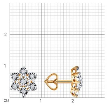 Пусеты Diamant 51-222-00959-2 вес 1.92 г золото, бриллиант купить,383059