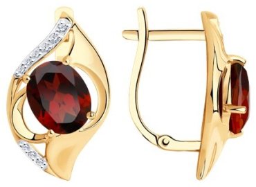 Серьги Diamant 51-320-00924-2 вес 4.67 г золото, гранат купить,373949