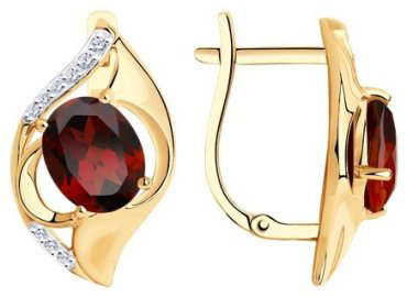Серьги Diamant 51-320-00924-2 вес 4.67 г золото, гранат купить,373949