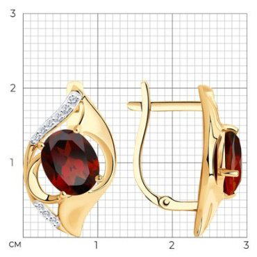 Серьги Diamant 51-320-00924-2 вес 4.67 г золото, гранат купить,373949