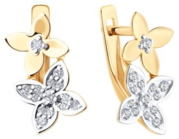 Серьги Diamant 51-120-02818-1_s вес 2.22 г золото, фианит купить,209861