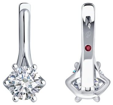 Серьги Diamant 52-220-02401-1 вес 3.56 г золото, бриллиант, рубин купить,1092876