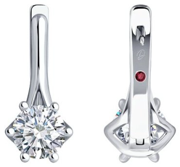 Серьги Diamant 52-220-02401-1 вес 3.56 г золото, бриллиант, рубин купить,1092876