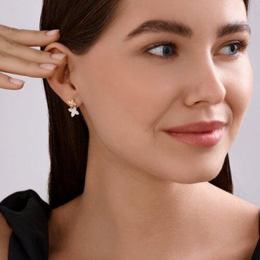 Серьги Diamant 51-120-02818-1_s вес 2.22 г золото, фианит купить,209861