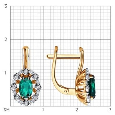 Серьги Diamant 51-220-01999-2 вес 3.18 г золото, бриллиант, изумруд купить,818530