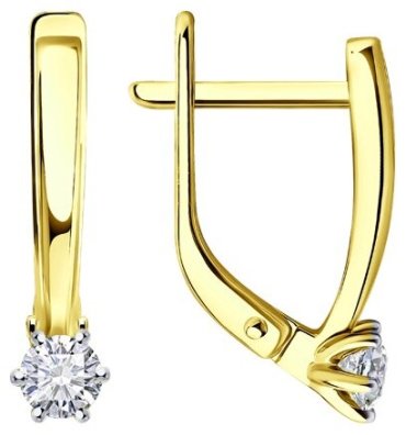 Серьги Diamant 53-220-01780-1 вес 1.95 г золото, бриллиант купить,904697