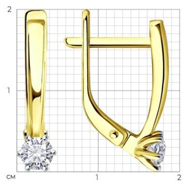 Серьги Diamant 53-220-01780-1 вес 1.95 г золото, бриллиант купить,904697