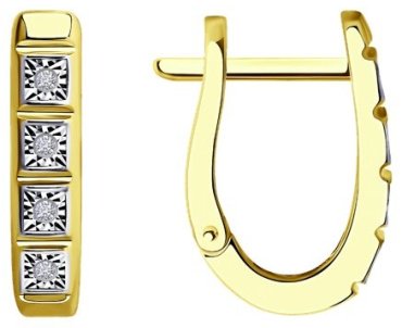 Серьги Diamant 53-220-01346-1 вес 2.55 г золото, бриллиант купить,353873