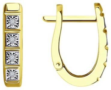 Серьги Diamant 53-220-01346-1 вес 2.55 г золото, бриллиант купить,353873
