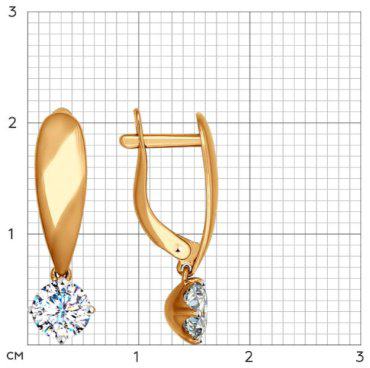 Серьги SOKOLOV 027001 вес 3.24 г золото, фианит купить,259200.00000000003