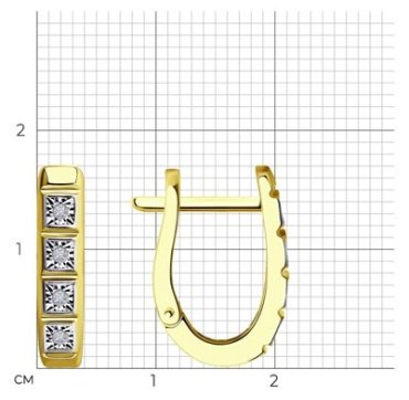 Серьги Diamant 53-220-01346-1 вес 2.55 г золото, бриллиант купить,353873