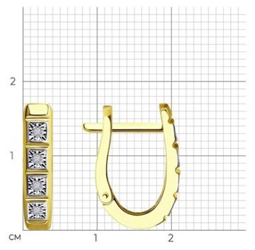 Серьги Diamant 53-220-01346-1 вес 2.55 г золото, бриллиант купить,353873