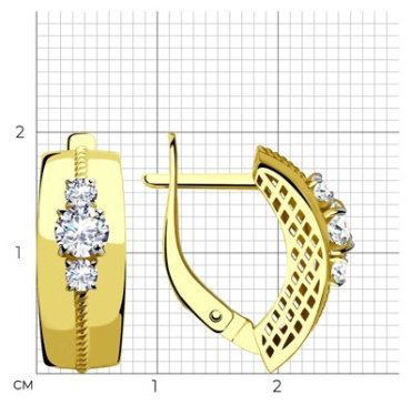 Серьги SOKOLOV 028482-2 вес 3.66 г золото, фианит купить,361271