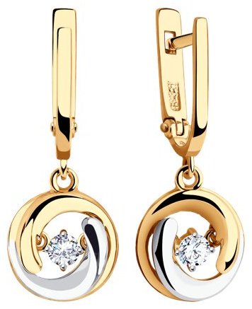 Серьги SOKOLOV 028657 вес 3.1 г золото, фианит купить,337316