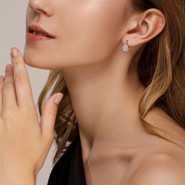 Серьги SOKOLOV 0200135 вес 3.59 г золото, фианит купить,256864