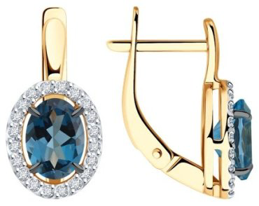 Серьги Diamant 51-320-02049-2 вес 2.87 г золото, топаз купить,286999