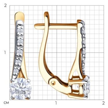 Серьги Diamant 51-220-02179-1 вес 2.29 г золото, бриллиант купить,2483804