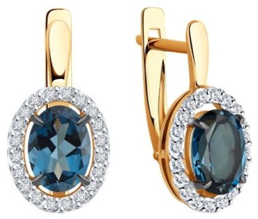 Серьги Diamant 51-320-02049-2 вес 2.87 г золото, топаз купить,286999